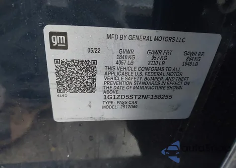 2022 Chevrolet Malibu Fwd Lt from USA, damaged, VIN 1G1ZD5ST2NF158255